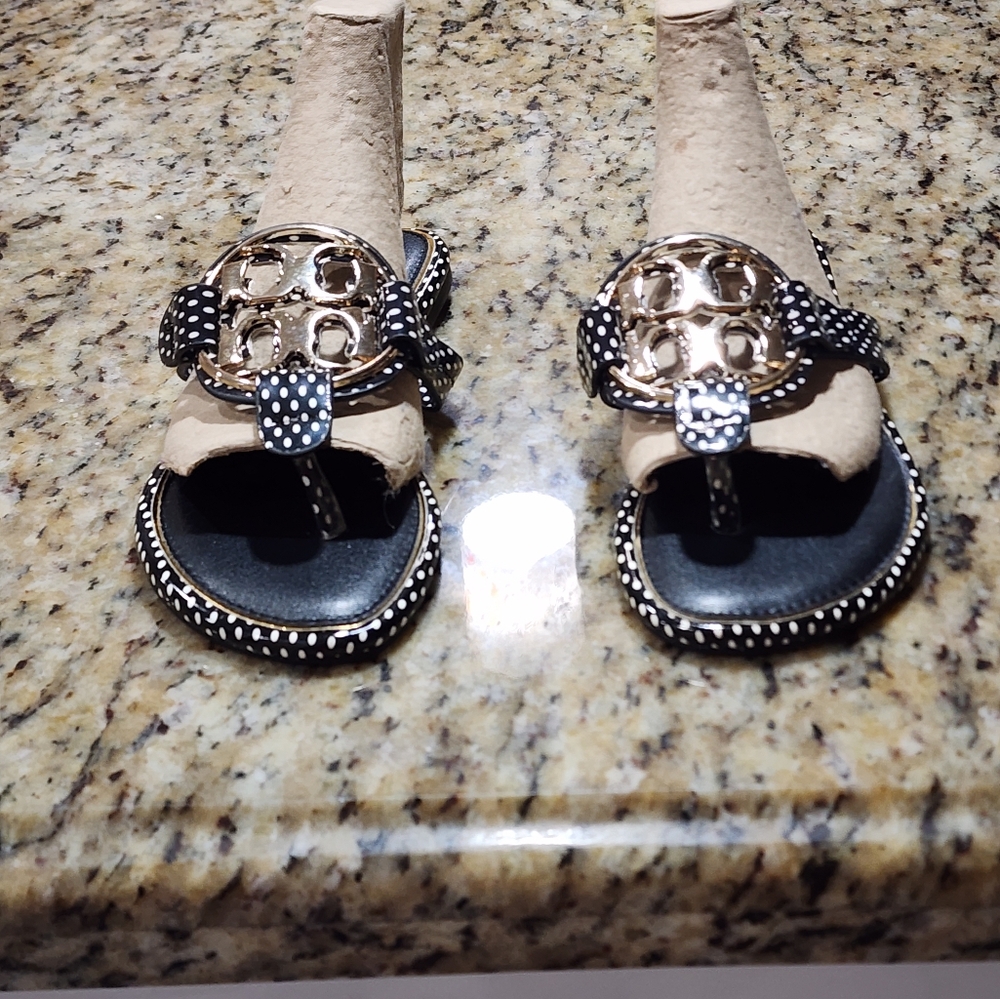 Tory burch sandal black with white dots